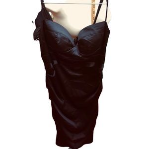 RUBBER DUCKY PROD.INC Large Black stretch satan Sexy LBD wedding , event